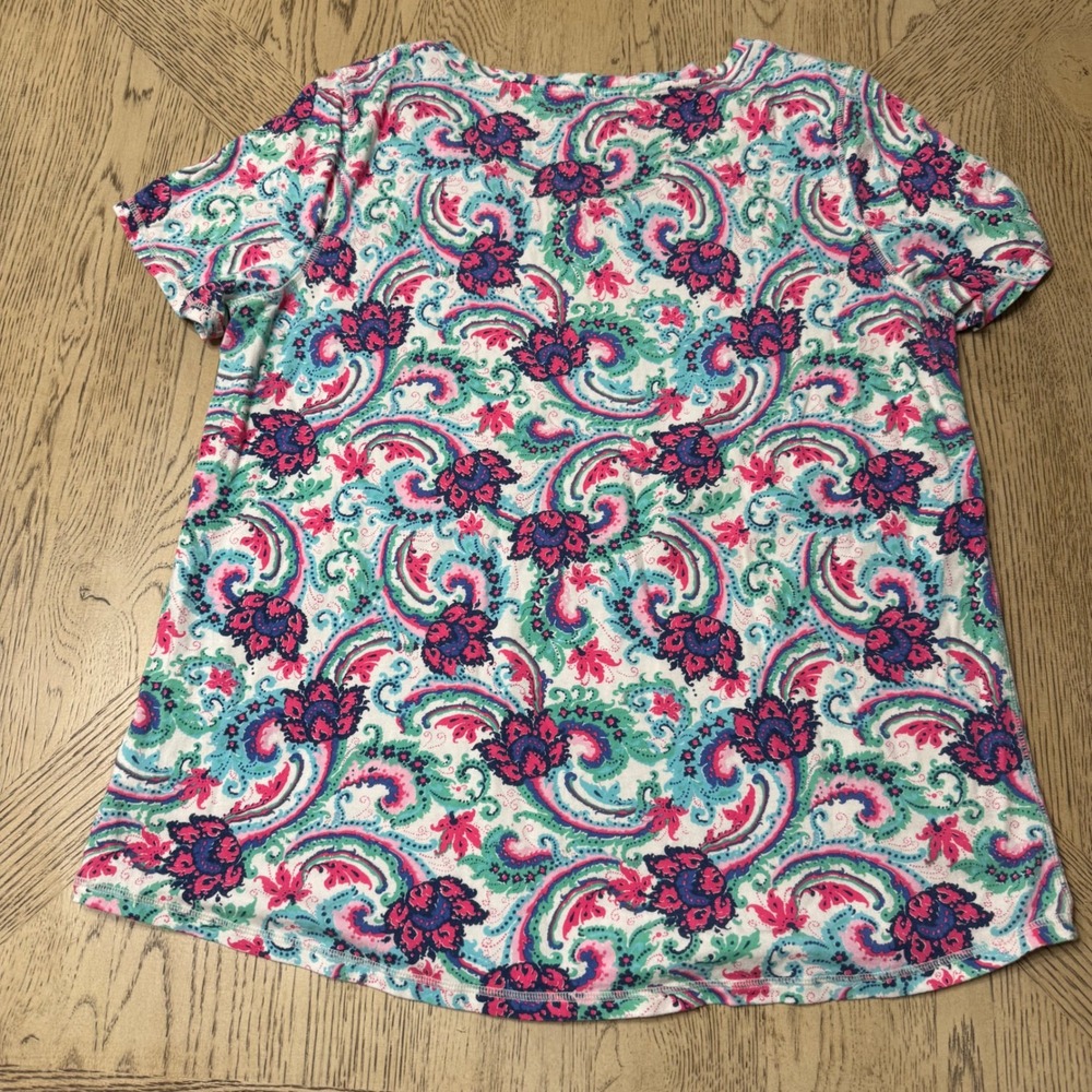 Talbots Women's 1X Paisley Floral Print Short Sleeve T-Shirt Top‎ Blouse - Picture 3 of 9
